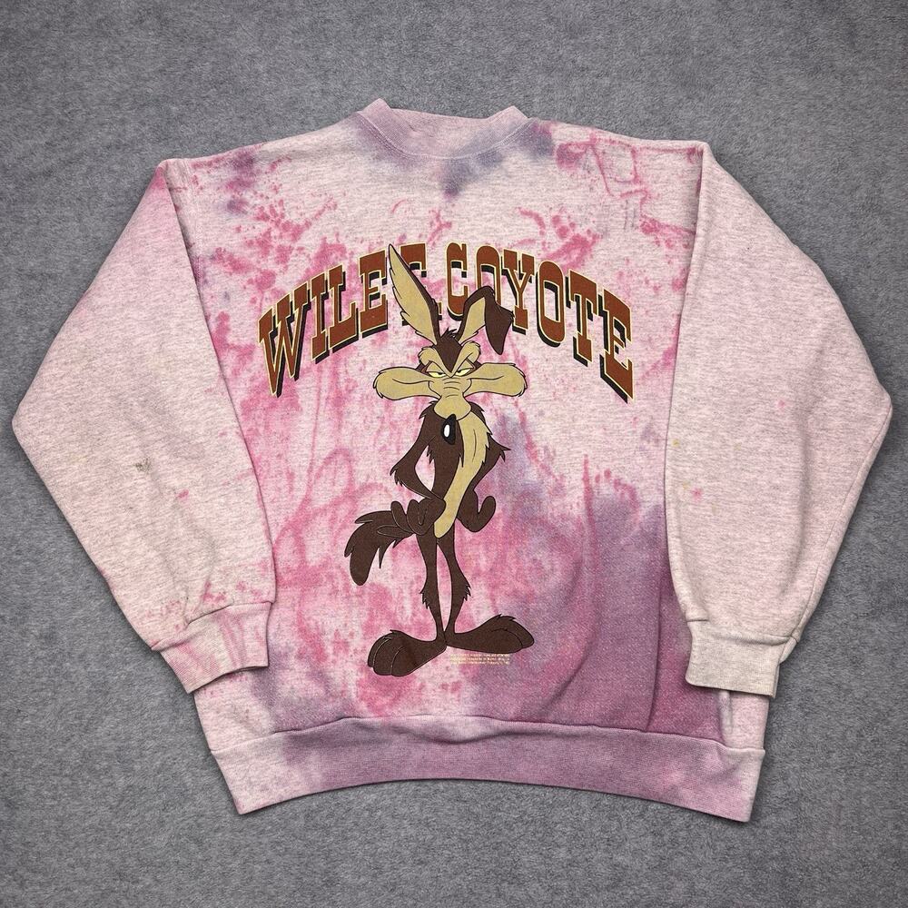 Velva Sheen Wile E Coyote‎ sweatshirt pink usa size large